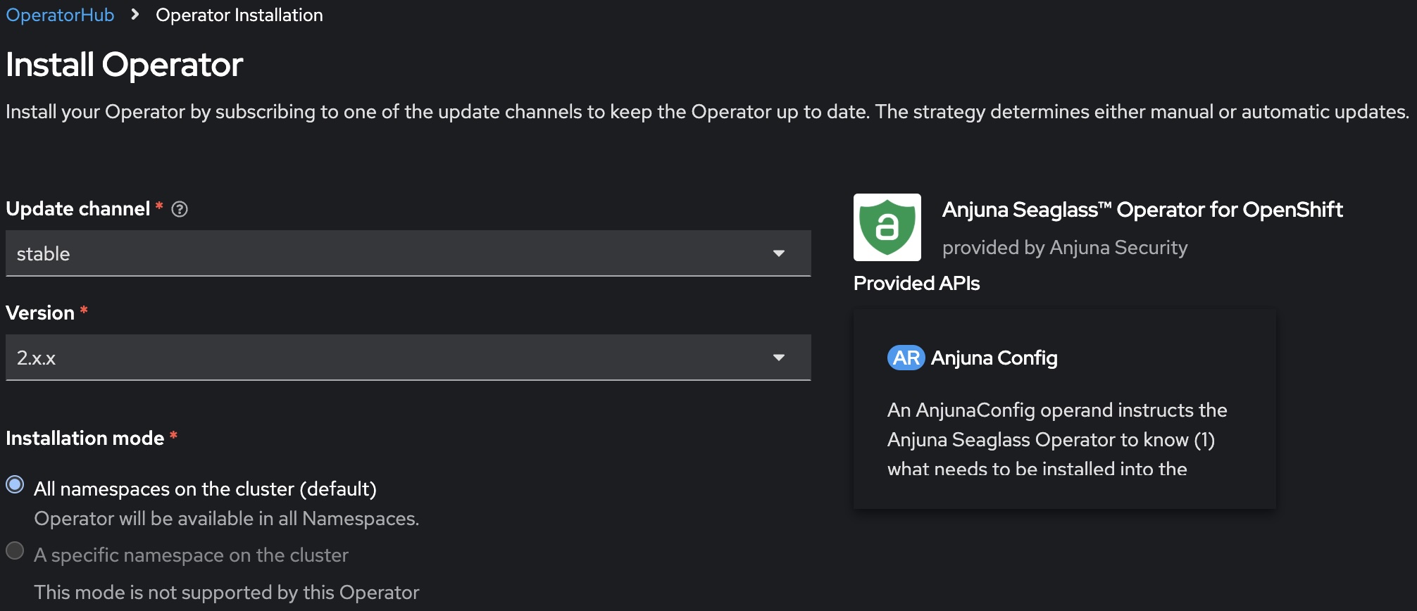 OperatorHubInstallAnjuna21