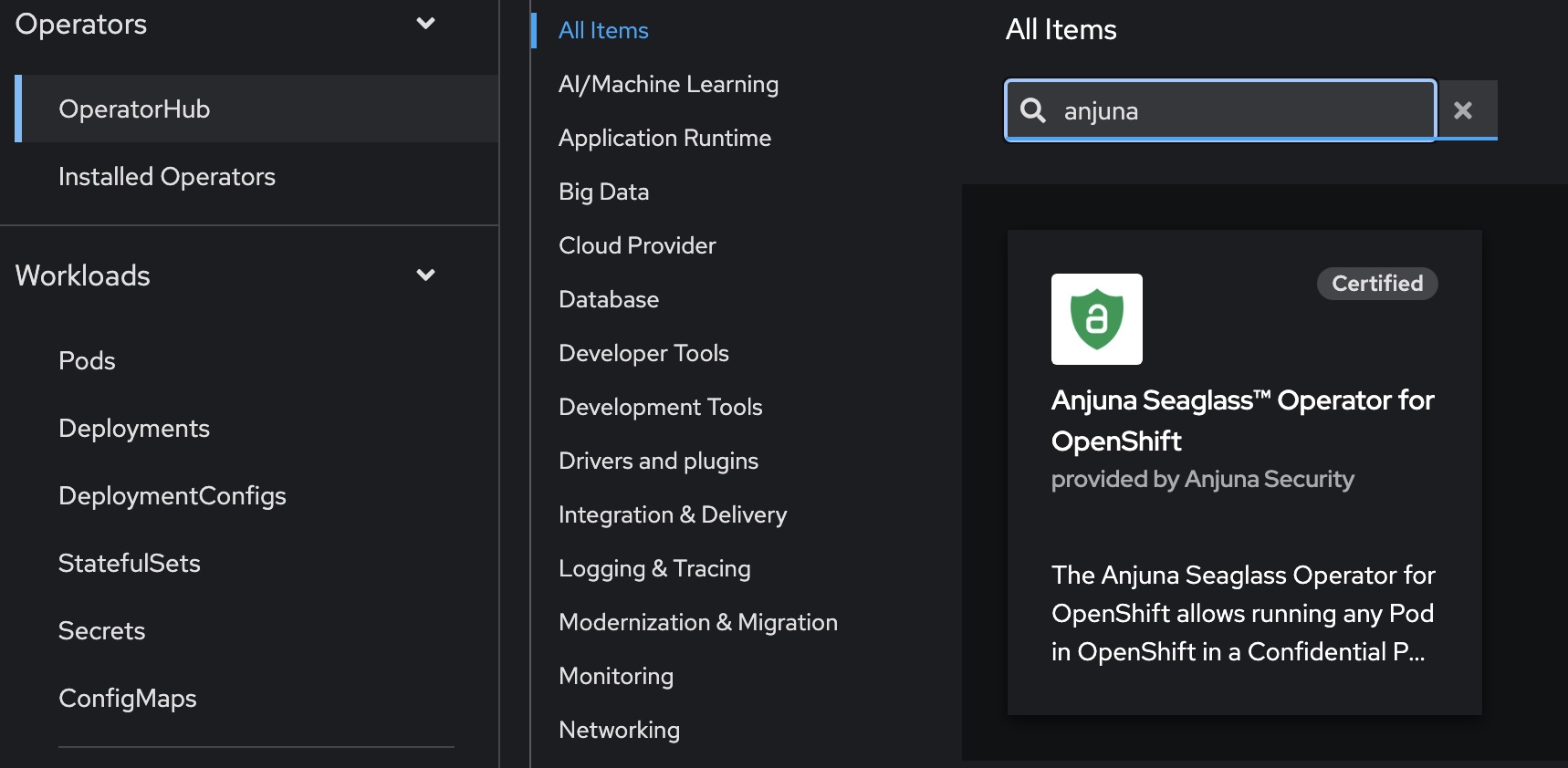 OperatorHubSearchForAnjuna